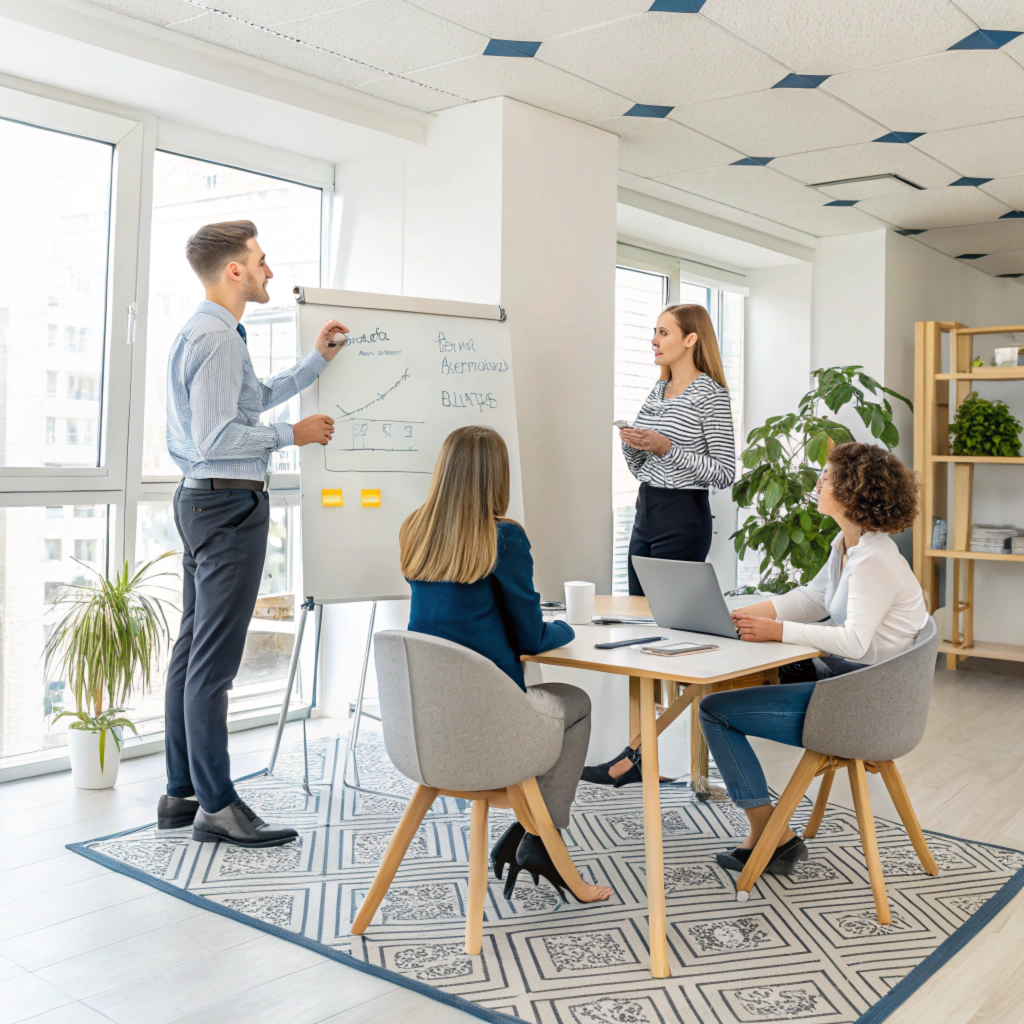 A group of people consulting about Independent Professionals or Teams